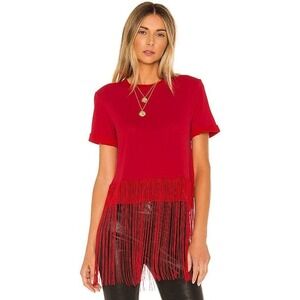 House of Harlow x Revolve Pamela Red Fringe T Shirt Top Size M